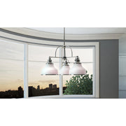 Quoizel Grant 24in 3-Light Chandelier | Classic Brushed Nickel and Opal Etched Glass | Dining Room & Foyer | 24 x 24 x 15.5 in | Model GRT5103BN