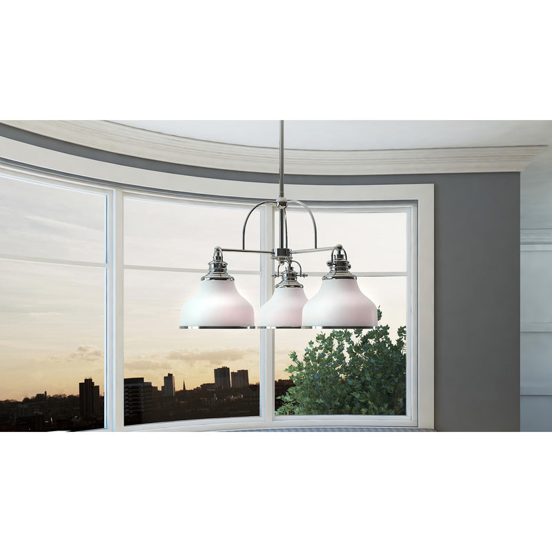 Quoizel Grant 24in 3-Light Chandelier | Classic Brushed Nickel and Opal Etched Glass | Dining Room & Foyer | 24 x 24 x 15.5 in | Model GRT5103BN