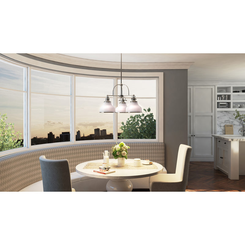 Quoizel Grant 24in 3-Light Chandelier | Classic Brushed Nickel and Opal Etched Glass | Dining Room & Foyer | 24 x 24 x 15.5 in | Model GRT5103BN