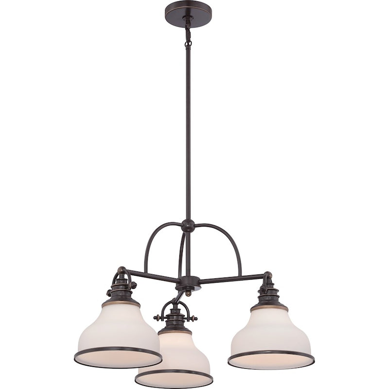 Quoizel Grant 24in 3-Light Chandelier | Vintage Palladian Bronze and Opal Etched Glass | Dining Room & Foyer | 24 x 24 x 15.5 in | Model GRT5103PN