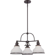 Quoizel Grant 24in 3-Light Chandelier | Vintage Palladian Bronze and Opal Etched Glass | Dining Room & Foyer | 24 x 24 x 15.5 in | Model GRT5103PN