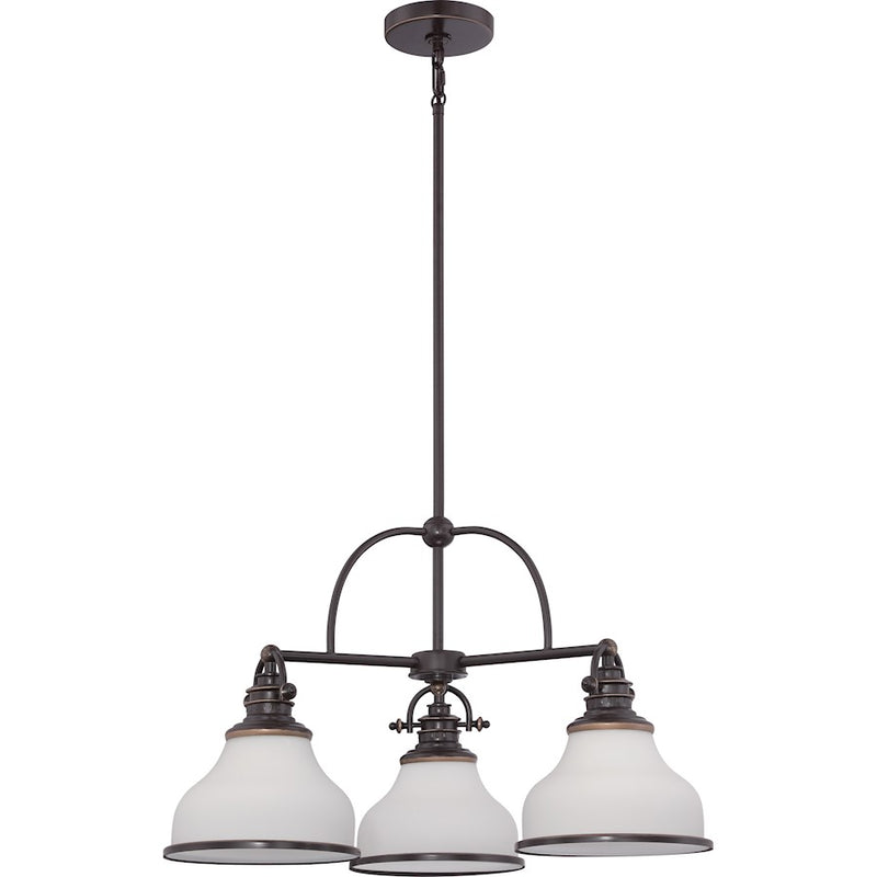 Quoizel Grant 24in 3-Light Chandelier | Vintage Palladian Bronze and Opal Etched Glass | Dining Room & Foyer | 24 x 24 x 15.5 in | Model GRT5103PN