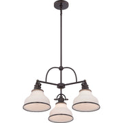 Quoizel Grant 24in 3-Light Chandelier | Vintage Palladian Bronze and Opal Etched Glass | Dining Room & Foyer | 24 x 24 x 15.5 in | Model GRT5103PN