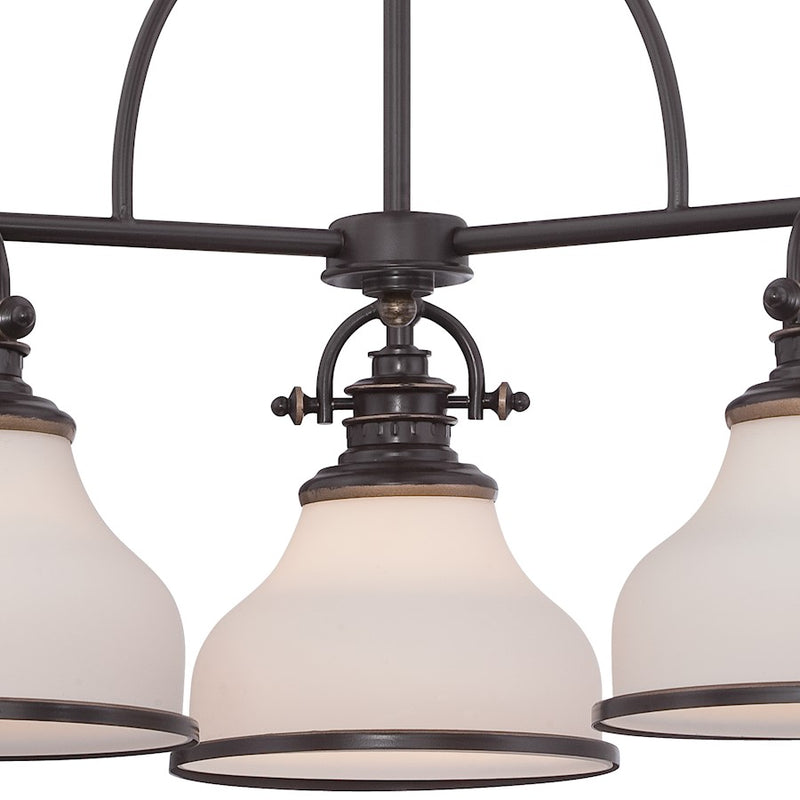 Quoizel Grant 24in 3-Light Chandelier | Vintage Palladian Bronze and Opal Etched Glass | Dining Room & Foyer | 24 x 24 x 15.5 in | Model GRT5103PN