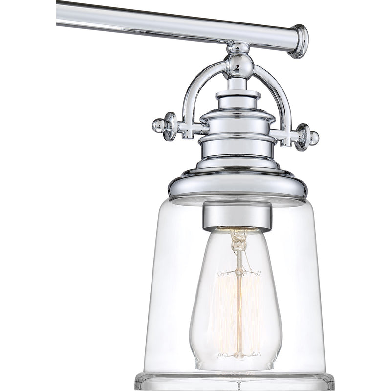 Quoizel Grant 23in 3-Light Vanity Light | Classic Polished Chrome and Clear Glass | Bathroom & Powder Room | 23 x 7 x 9.5 in | Model GRT8603C