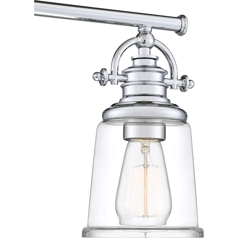 Quoizel Grant 23in 3-Light Vanity Light | Classic Polished Chrome and Clear Glass | Bathroom & Powder Room | 23 x 7 x 9.5 in | Model GRT8603C