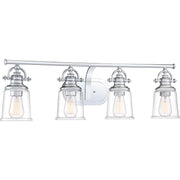 Quoizel Grant 32in 4-Light Vanity Light | Classic Polished Chrome and Clear Glass | Bathroom & Powder Room | 32 x 7 x 9.5 in | Model GRT8604C