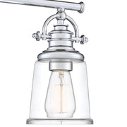 Quoizel Grant 32in 4-Light Vanity Light | Classic Polished Chrome and Clear Glass | Bathroom & Powder Room | 32 x 7 x 9.5 in | Model GRT8604C