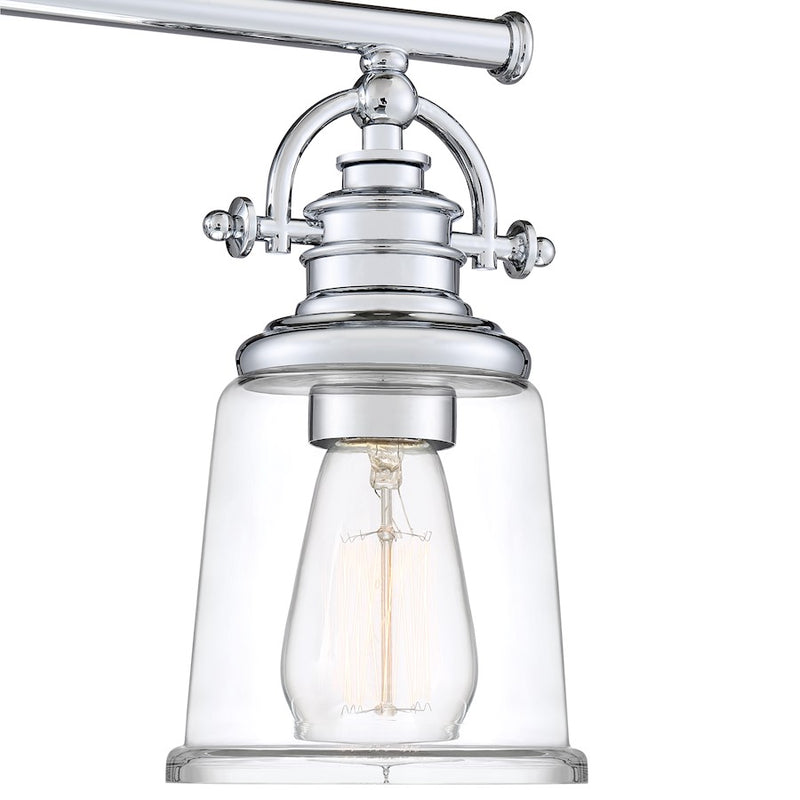 Quoizel Grant 32in 4-Light Vanity Light | Classic Polished Chrome and Clear Glass | Bathroom & Powder Room | 32 x 7 x 9.5 in | Model GRT8604C