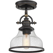 Quoizel Grant 8in 1-Light Mini Pendant | Vintage Palladian Bronze and Clear Seedy Glass | Kitchen Island & Bar | 8 x 8 x 9.5 in | Model GRTS1508PN