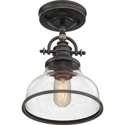 Quoizel Grant 8in 1-Light Mini Pendant | Vintage Palladian Bronze and Clear Seedy Glass | Kitchen Island & Bar | 8 x 8 x 9.5 in | Model GRTS1508PN