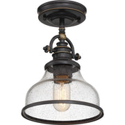 Quoizel Grant 8in 1-Light Mini Pendant | Vintage Palladian Bronze and Clear Seedy Glass | Kitchen Island & Bar | 8 x 8 x 9.5 in | Model GRTS1508PN