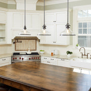 Quoizel Grant 14in 1-Light Pendant | Classic Palladian Bronze and Clear Seedy Glass | Kitchen Island & Dining Room | Model GRTS2814PN
