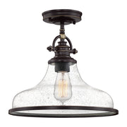 Quoizel Grant 14in 1-Light Pendant | Classic Palladian Bronze and Clear Seedy Glass | Kitchen Island & Dining Room | Model GRTS2814PN