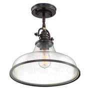 Quoizel Grant 14in 1-Light Pendant | Classic Palladian Bronze and Clear Seedy Glass | Kitchen Island & Dining Room | Model GRTS2814PN