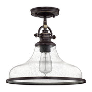 Quoizel Grant 14in 1-Light Pendant | Classic Palladian Bronze and Clear Seedy Glass | Kitchen Island & Dining Room | Model GRTS2814PN