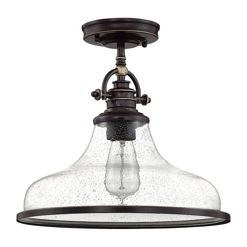 Quoizel Grant 14in 1-Light Pendant | Classic Palladian Bronze and Clear Seedy Glass | Kitchen Island & Dining Room | Model GRTS2814PN