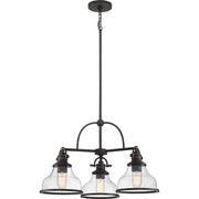 Quoizel Grant 24in 3-Light Chandelier | Classic Palladian Bronze and Clear Seeded Glass | Dining Room & Foyer | 24 x 24 x 15.5 in | Model GRTS5103PN