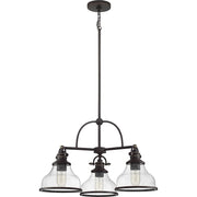 Quoizel Grant 24in 3-Light Chandelier | Classic Palladian Bronze and Clear Seeded Glass | Dining Room & Foyer | 24 x 24 x 15.5 in | Model GRTS5103PN