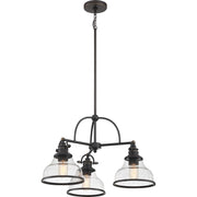 Quoizel Grant 24in 3-Light Chandelier | Classic Palladian Bronze and Clear Seeded Glass | Dining Room & Foyer | 24 x 24 x 15.5 in | Model GRTS5103PN