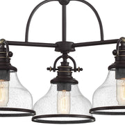 Quoizel Grant 24in 3-Light Chandelier | Classic Palladian Bronze and Clear Seeded Glass | Dining Room & Foyer | 24 x 24 x 15.5 in | Model GRTS5103PN