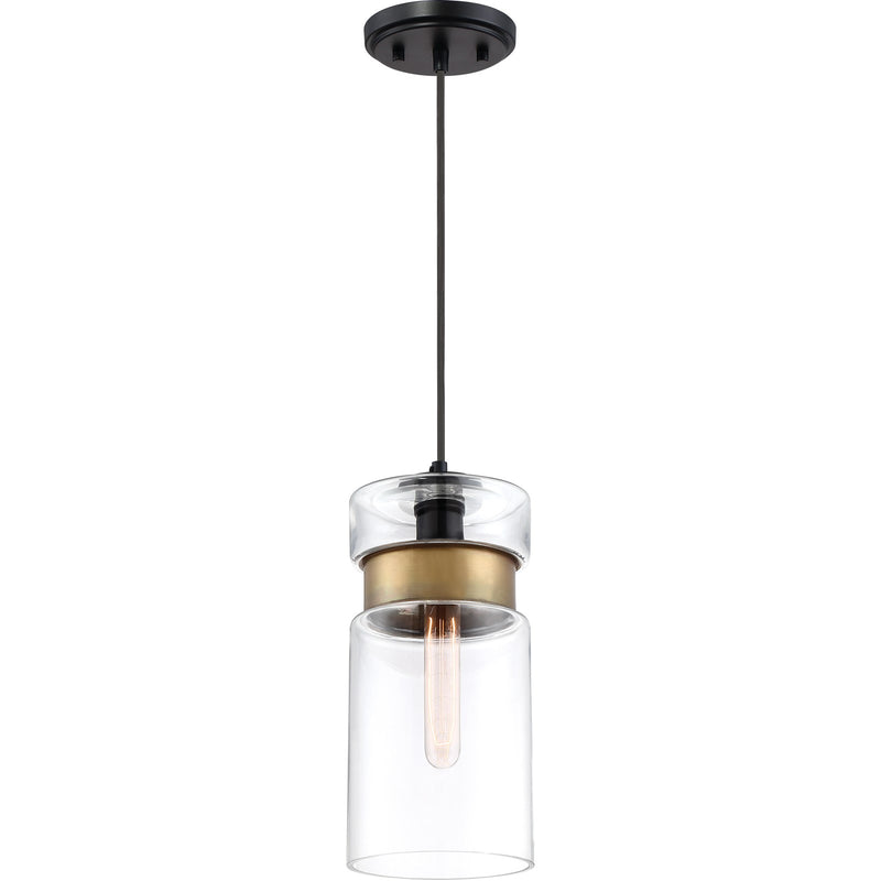 Quoizel Gathering 6in 1-Light Mini Pendant | Modern Mystic Black and Clear Glass | Kitchen Island & Bar | 6 x 6 x 13 in | Model GTG1506K