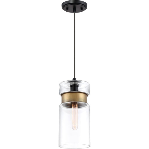 Quoizel Gathering 6in 1-Light Mini Pendant | Modern Mystic Black and Clear Glass | Kitchen Island & Bar | 6 x 6 x 13 in | Model GTG1506K