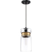 Quoizel Gathering 6in 1-Light Mini Pendant | Modern Mystic Black and Clear Glass | Kitchen Island & Bar | 6 x 6 x 13 in | Model GTG1506K