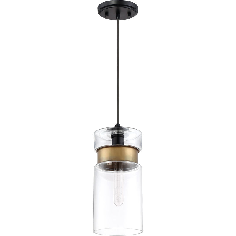 Quoizel Gathering 6in 1-Light Mini Pendant | Modern Mystic Black and Clear Glass | Kitchen Island & Bar | 6 x 6 x 13 in | Model GTG1506K