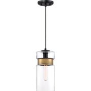 Quoizel Gathering 6in 1-Light Mini Pendant | Modern Mystic Black and Clear Glass | Kitchen Island & Bar | 6 x 6 x 13 in | Model GTG1506K