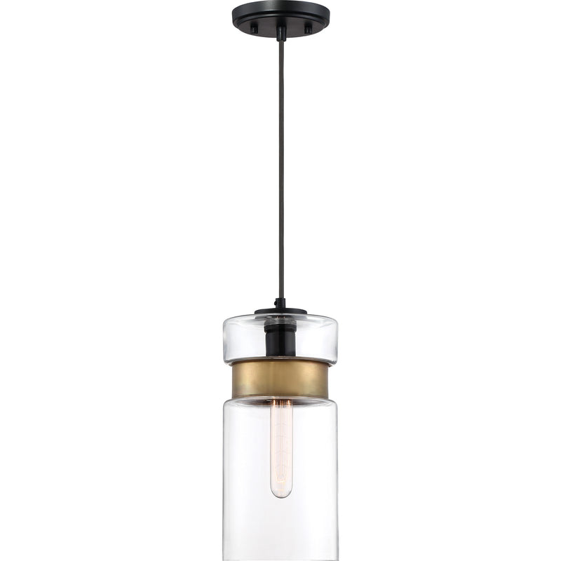 Quoizel Gathering 6in 1-Light Mini Pendant | Modern Mystic Black and Clear Glass | Kitchen Island & Bar | 6 x 6 x 13 in | Model GTG1506K