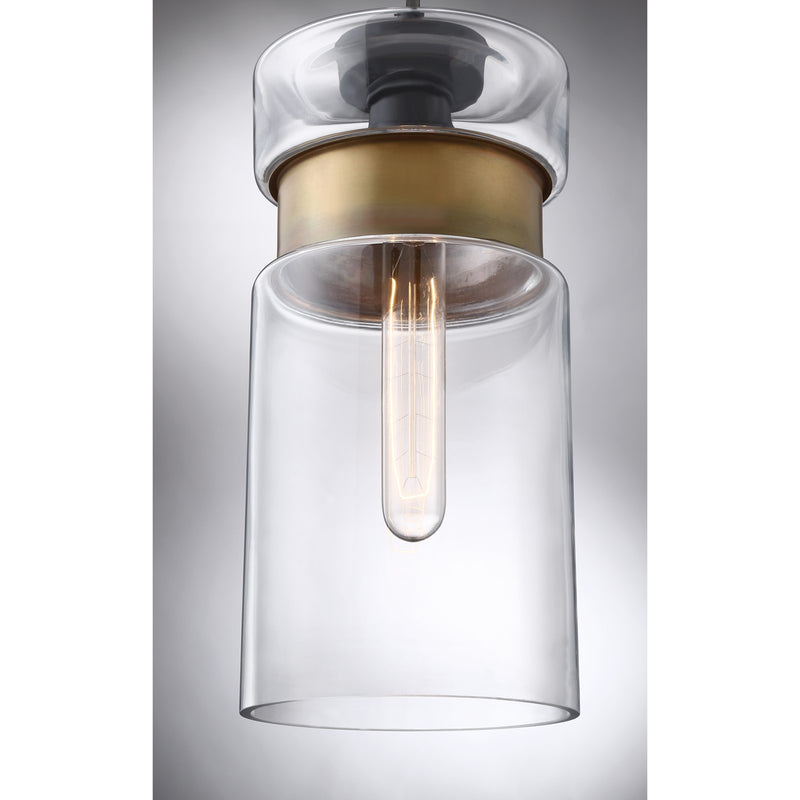 Quoizel Gathering 6in 1-Light Mini Pendant | Modern Mystic Black and Clear Glass | Kitchen Island & Bar | 6 x 6 x 13 in | Model GTG1506K