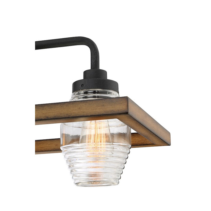 Quoizel Guilford Linear 5 Light Chandelier, Grey Ash/Clear Ribbed