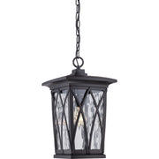 Quoizel Grover 10.5in 1-Light Outdoor Lantern | Craftsman Mystic Black and Clear Water Glass | Front Porch & Entryway | Model GVR1910K