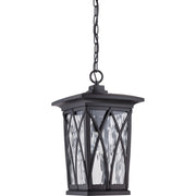 Quoizel Grover 10.5in 1-Light Outdoor Lantern | Craftsman Mystic Black and Clear Water Glass | Front Porch & Entryway | Model GVR1910K