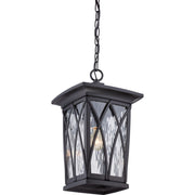Quoizel Grover 10.5in 1-Light Outdoor Lantern | Craftsman Mystic Black and Clear Water Glass | Front Porch & Entryway | Model GVR1910K