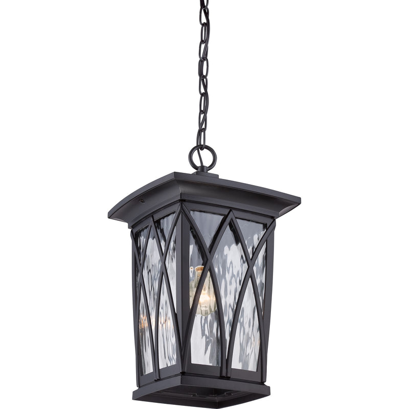Quoizel Grover 10.5in 1-Light Outdoor Lantern | Craftsman Mystic Black and Clear Water Glass | Front Porch & Entryway | Model GVR1910K