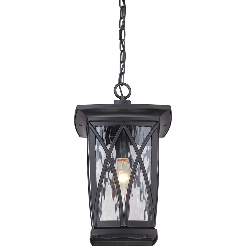 Quoizel Grover 10.5in 1-Light Outdoor Lantern | Craftsman Mystic Black and Clear Water Glass | Front Porch & Entryway | Model GVR1910K