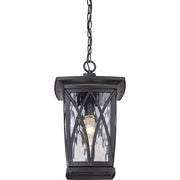 Quoizel Grover 10.5in 1-Light Outdoor Lantern | Craftsman Mystic Black and Clear Water Glass | Front Porch & Entryway | Model GVR1910K
