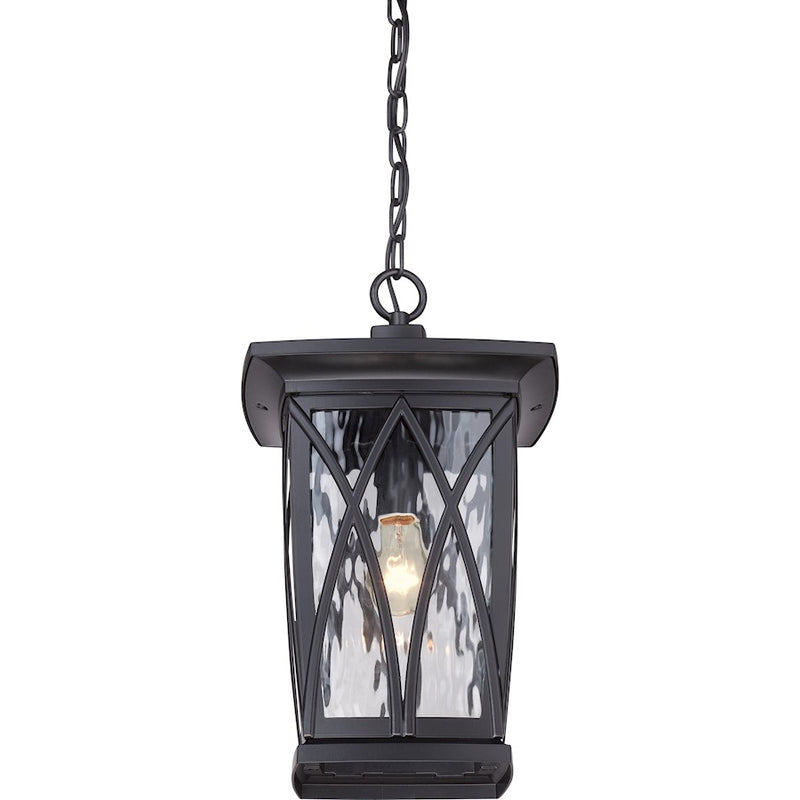 Quoizel Grover 10.5in 1-Light Outdoor Lantern | Craftsman Mystic Black and Clear Water Glass | Front Porch & Entryway | Model GVR1910K