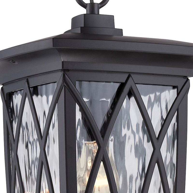 Quoizel Grover 10.5in 1-Light Outdoor Lantern | Craftsman Mystic Black and Clear Water Glass | Front Porch & Entryway | Model GVR1910K