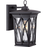Quoizel Grover 6.5in 1-Light Outdoor Lantern | Craftsman Mystic Black and Clear Water Glass | Front Porch & Entryway | Model GVR8406K