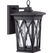 Quoizel Grover 6.5in 1-Light Outdoor Lantern | Craftsman Mystic Black and Clear Water Glass | Front Porch & Entryway | Model GVR8406K
