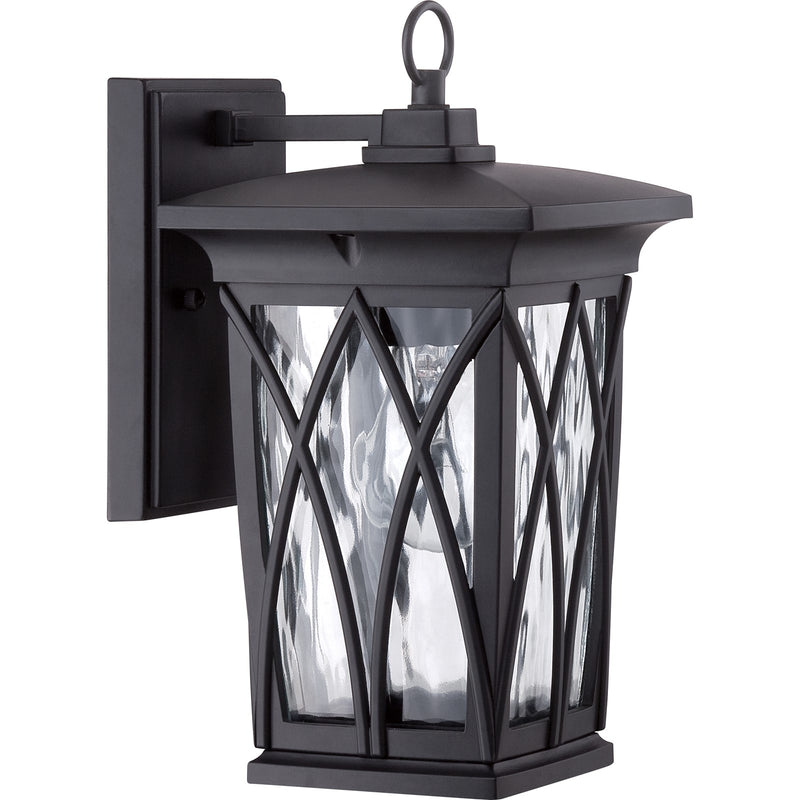 Quoizel Grover 6.5in 1-Light Outdoor Lantern | Craftsman Mystic Black and Clear Water Glass | Front Porch & Entryway | Model GVR8406K