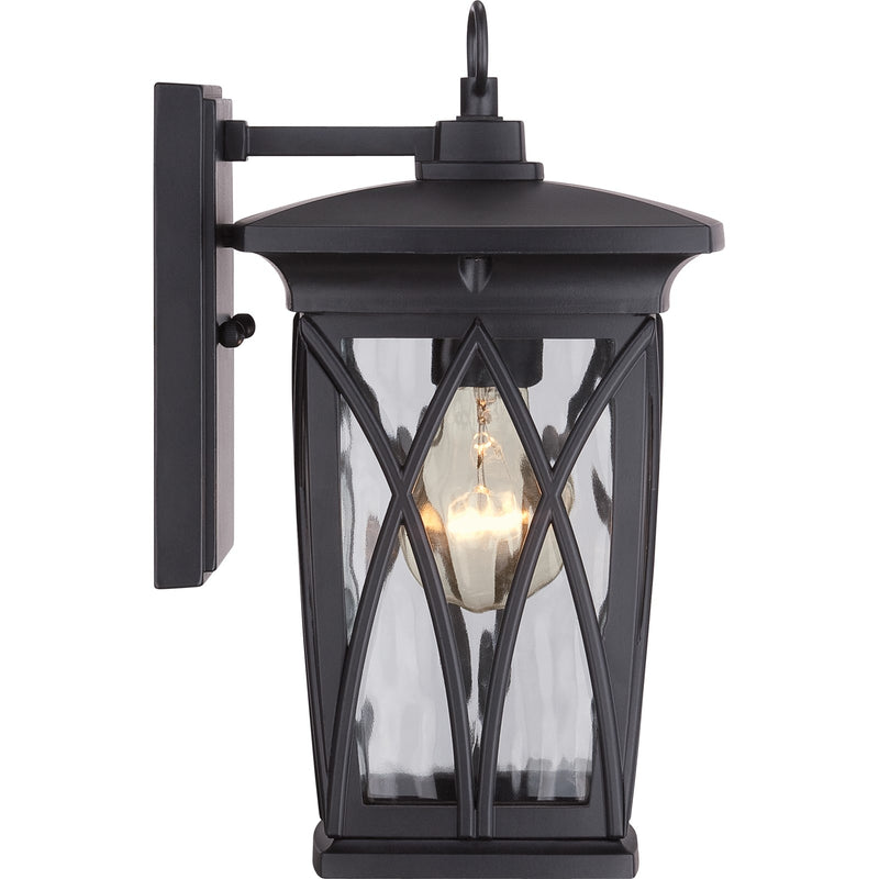 Quoizel Grover 6.5in 1-Light Outdoor Lantern | Craftsman Mystic Black and Clear Water Glass | Front Porch & Entryway | Model GVR8406K