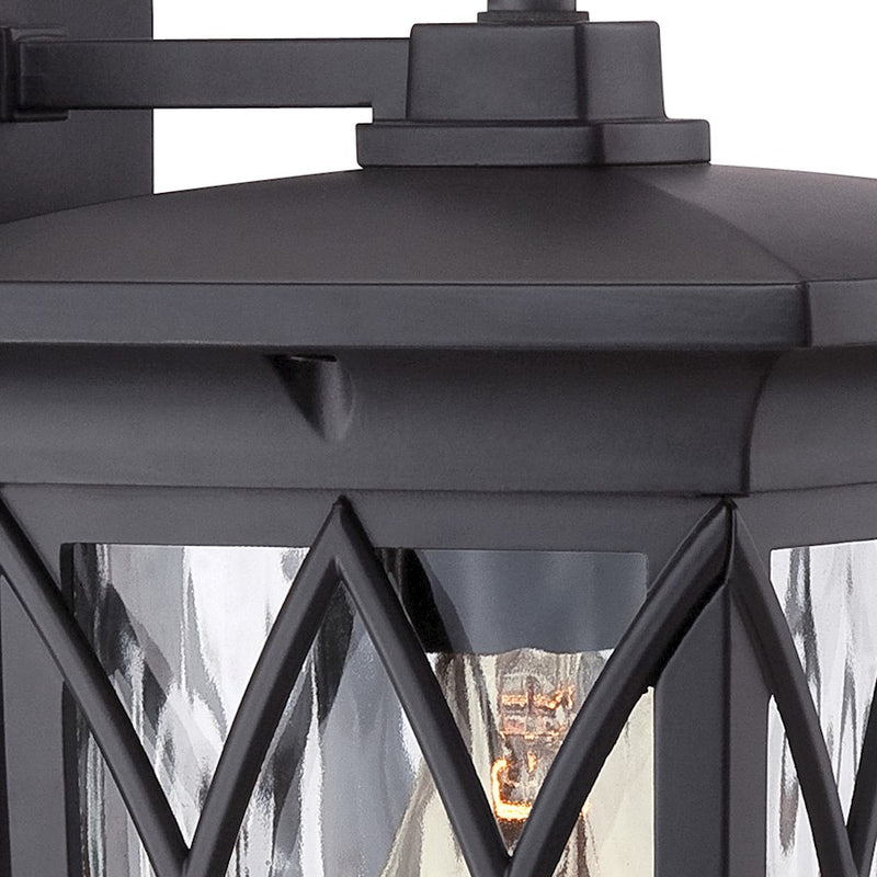Quoizel Grover 6.5in 1-Light Outdoor Lantern | Craftsman Mystic Black and Clear Water Glass | Front Porch & Entryway | Model GVR8406K