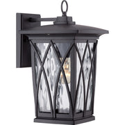 Quoizel Grover 8.5in 1-Light Outdoor Lantern | Craftsman Mystic Black and Clear Water Glass | Front Porch & Entryway | Model GVR8408K