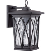 Quoizel Grover 8.5in 1-Light Outdoor Lantern | Craftsman Mystic Black and Clear Water Glass | Front Porch & Entryway | Model GVR8408K