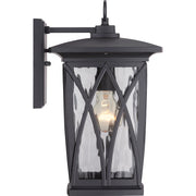 Quoizel Grover 8.5in 1-Light Outdoor Lantern | Craftsman Mystic Black and Clear Water Glass | Front Porch & Entryway | Model GVR8408K
