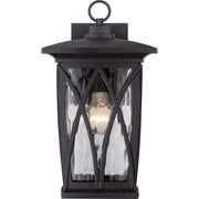 Quoizel Grover 8.5in 1-Light Outdoor Lantern | Craftsman Mystic Black and Clear Water Glass | Front Porch & Entryway | Model GVR8408K